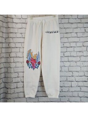 Free For All Sweatpants S Rose Tattoo Y2K Ed Hardy Inspired MallCore 90s Graphic
